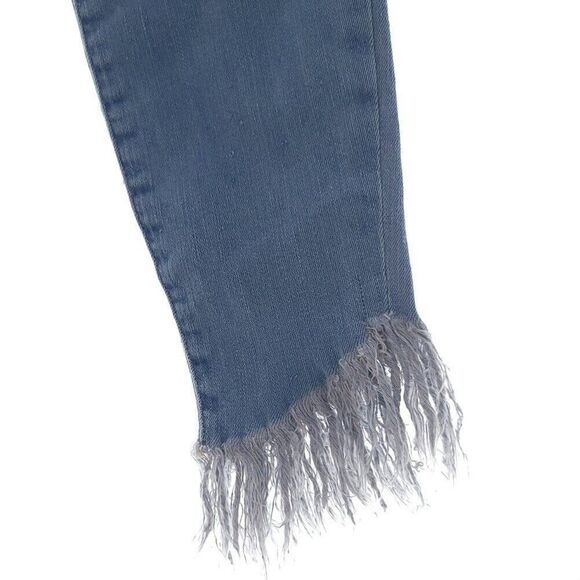 Frame Le High Skinny Shredded Hem Solid Blue Jeans Womens Size 26 - Picture 7 of 9